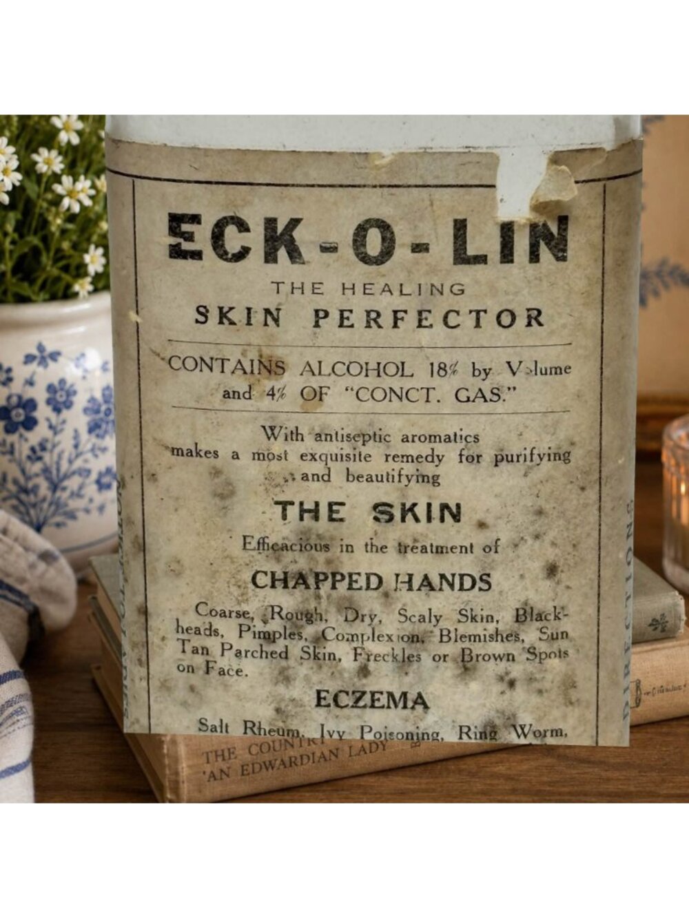 Antique ECK-O-LIN Skin Perfector Bottle with Original Label | Apothecary Medicin - Picture 2 of 4
